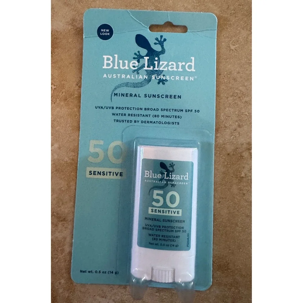 2-Blue Lizard Mineral Sunscreen Stick SPF 50 Sensitive Skin 0.5oz NEW